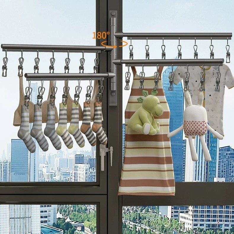 2026多功能免打孔折叠晾衣架晒袜子挂杆阳台旋转凉内衣旋转晾衣架