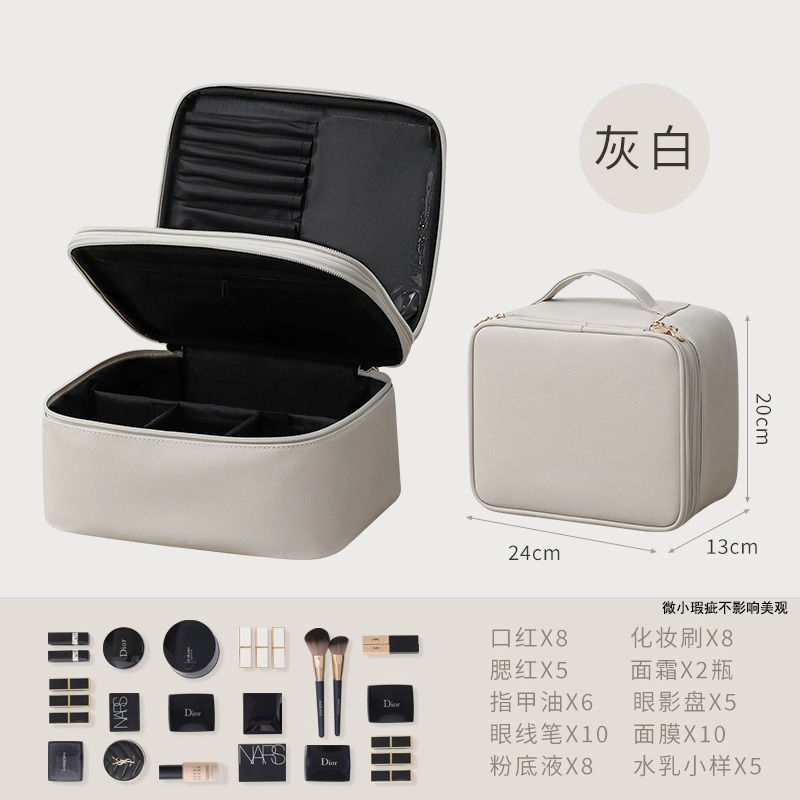 2026马卡龙PU拉链防水高级学生宿舍大容量化妆品便携收纳包厂一件