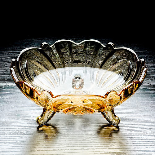 20262024新款三脚水果盘大果盘感三足客厅家用水晶玻璃碗网红轻奢