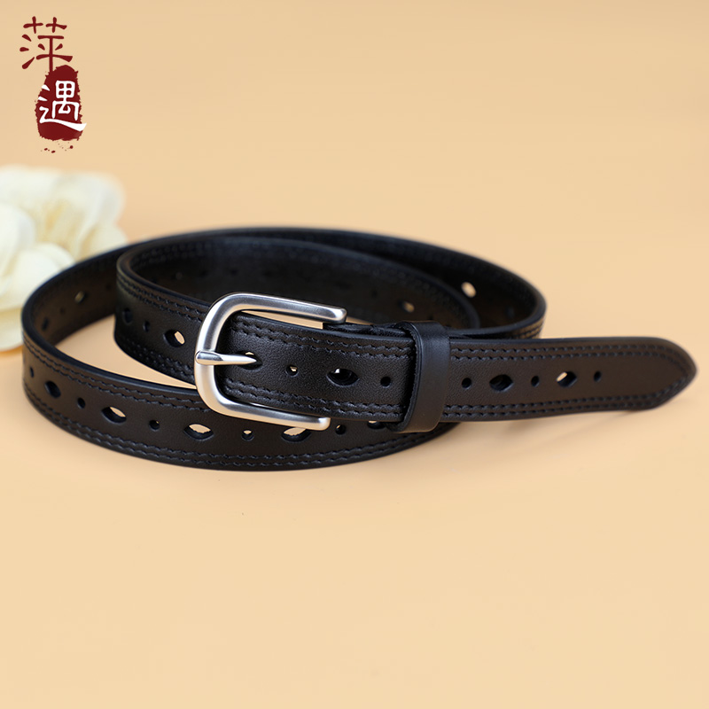皮带女头层纯牛皮时o尚百搭白色腰带夏季新款免打孔牛仔裤带潮