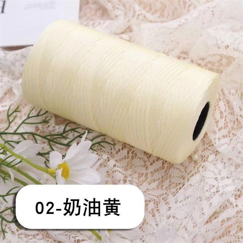 丝光棉麻扁带线夏凉帽手工编织diy钩针勾帽子包包拖鞋坐垫空心线