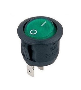 黑色绿头 圆形开关 船型开关 绿色指示灯 6A/250V 直径20mm 三脚