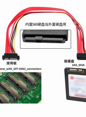 NGFF SFF-8482连接线SAS29p公对母延长线服务器硬盘背板转接线50CM