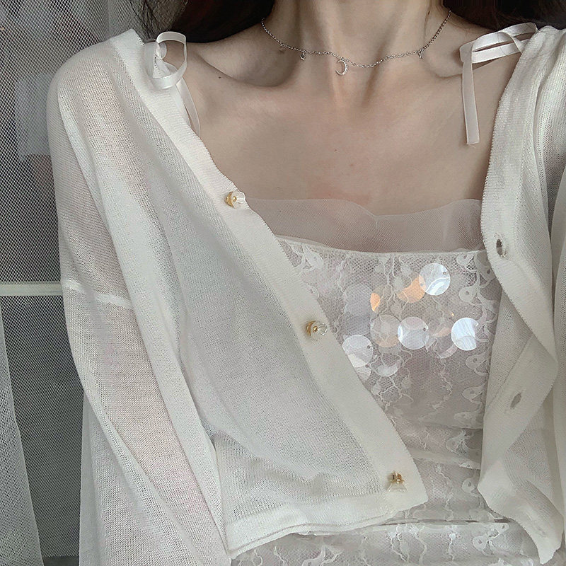 亚麻防晒衫开衫女夏季薄款披肩配裙子外搭外披吊带裙短款针织外套