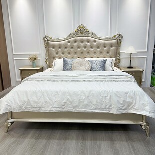 美式实木床1.8米双人床欧式床现代简约1.5米高端奢华储物主卧大床