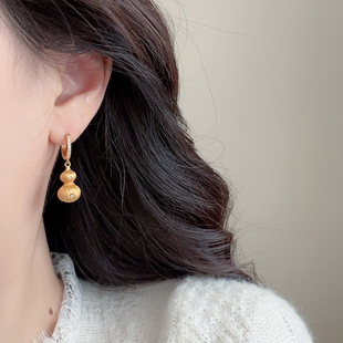 「葫光记」复古拉丝葫芦耳夹女无耳洞耳饰高级感气质轻奢耳环秋冬