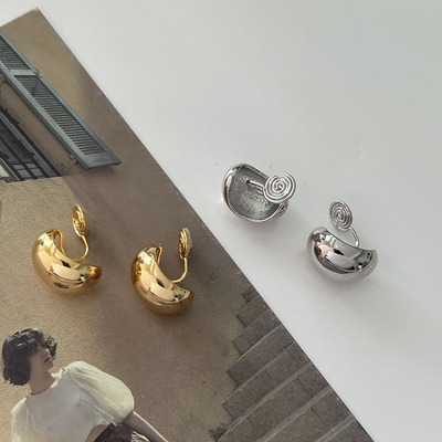 复古金豆豆简约耳钉蚊香盘耳夹