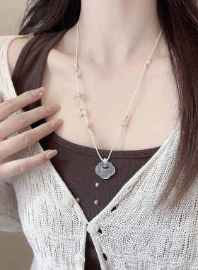 【新品买1送1】白玉玛瑙新中式项链女轻奢高级感小众平安锁锁骨链