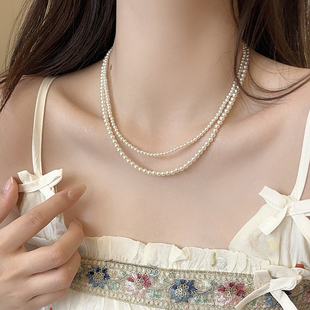 「微光」极细强光2mm正圆珍珠项链女轻奢小众简约气质叠戴锁骨链