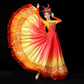 开场舞大摆裙女成人新款 大气渐变舞蹈服歌伴舞歌唱表演出服连衣裙