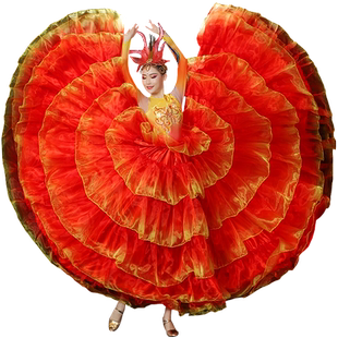 新款开场舞大摆裙女演出服大型歌伴舞渐变色表演服现代舞台连衣裙