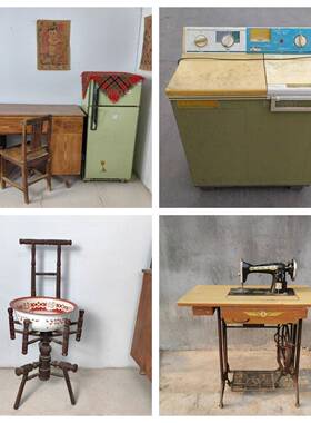 80怀旧老物件三轮车自行车电视机冰箱老式家具复古装饰摆件