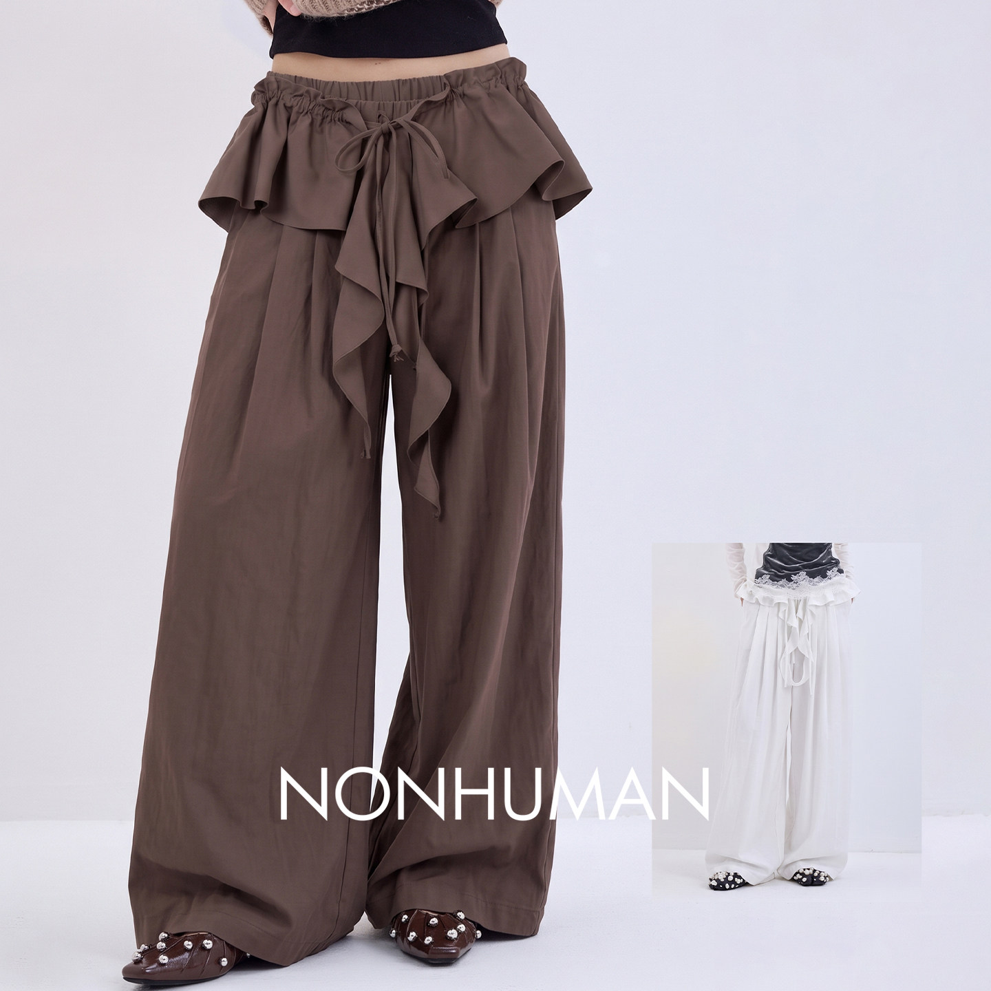 NONHUMAN蚂蚁家 秋冬款花苞宽松休闲日常百搭长裤