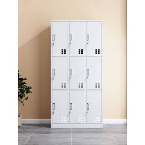 佛山九门员工铁皮更衣柜子工厂宿舍钢制9门浴室换衣柜带锁储物柜