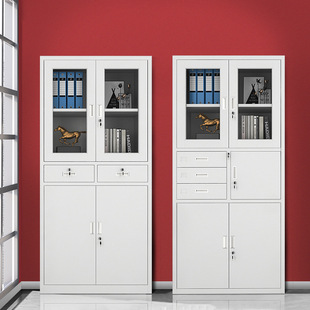 办公室文件柜带抽屉储物柜玻璃门钢制档案柜资料柜铁皮柜子定制