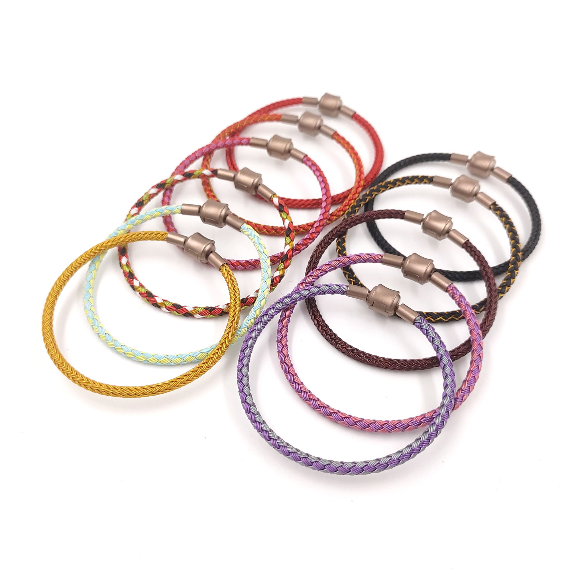 周生生配绳爆款手绳不锈钢丝绳手链情侣黑色适用于黄金转运珠皮绳