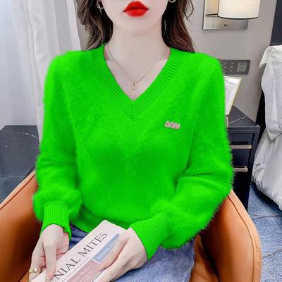 水貂绒毛衣女秋冬时尚洋气宽松