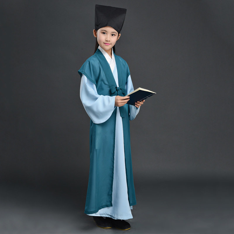 儿童古装书童演出服三件