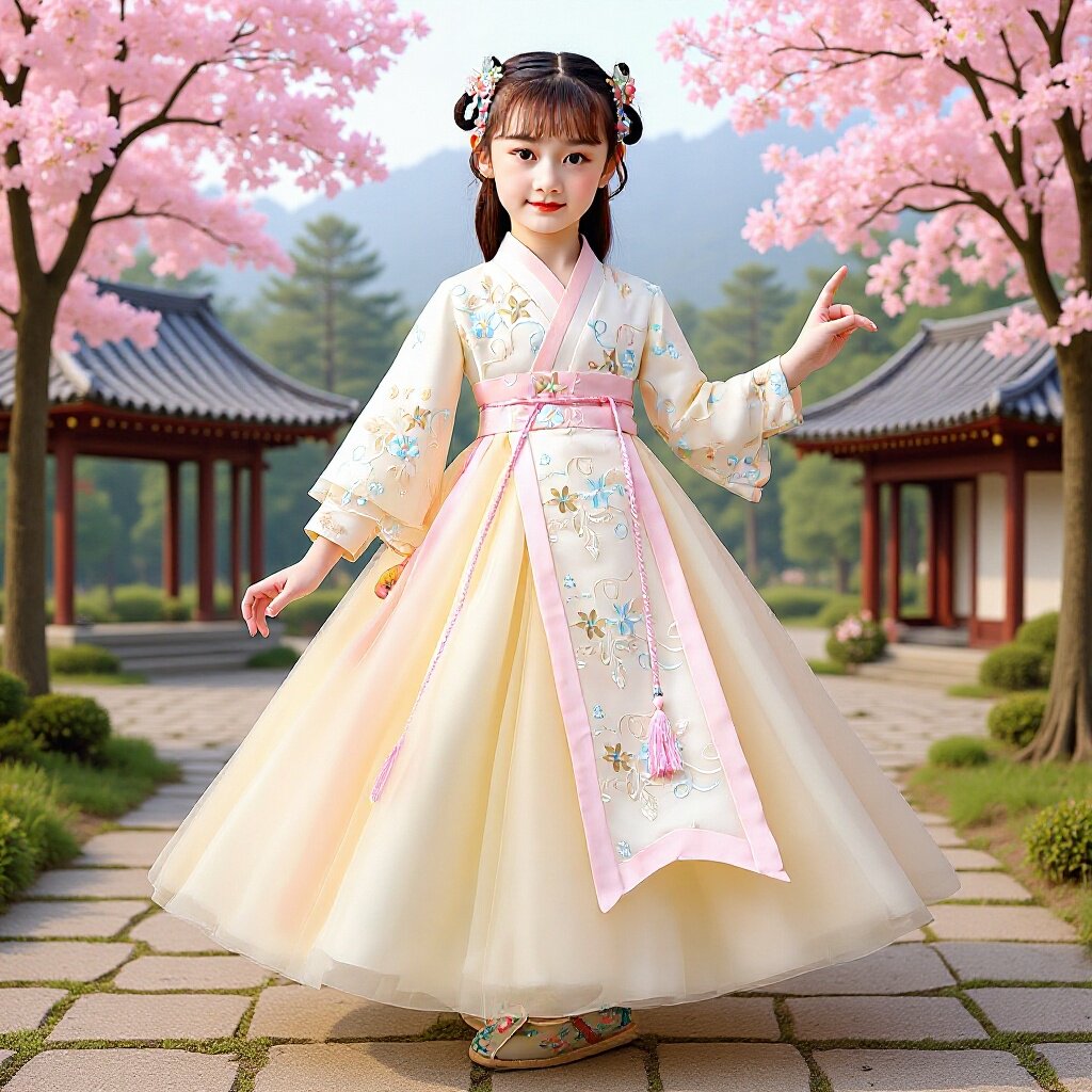 中国风女童汉服儿童古装超仙2025新款春秋中大童唐装襦裙交领飘