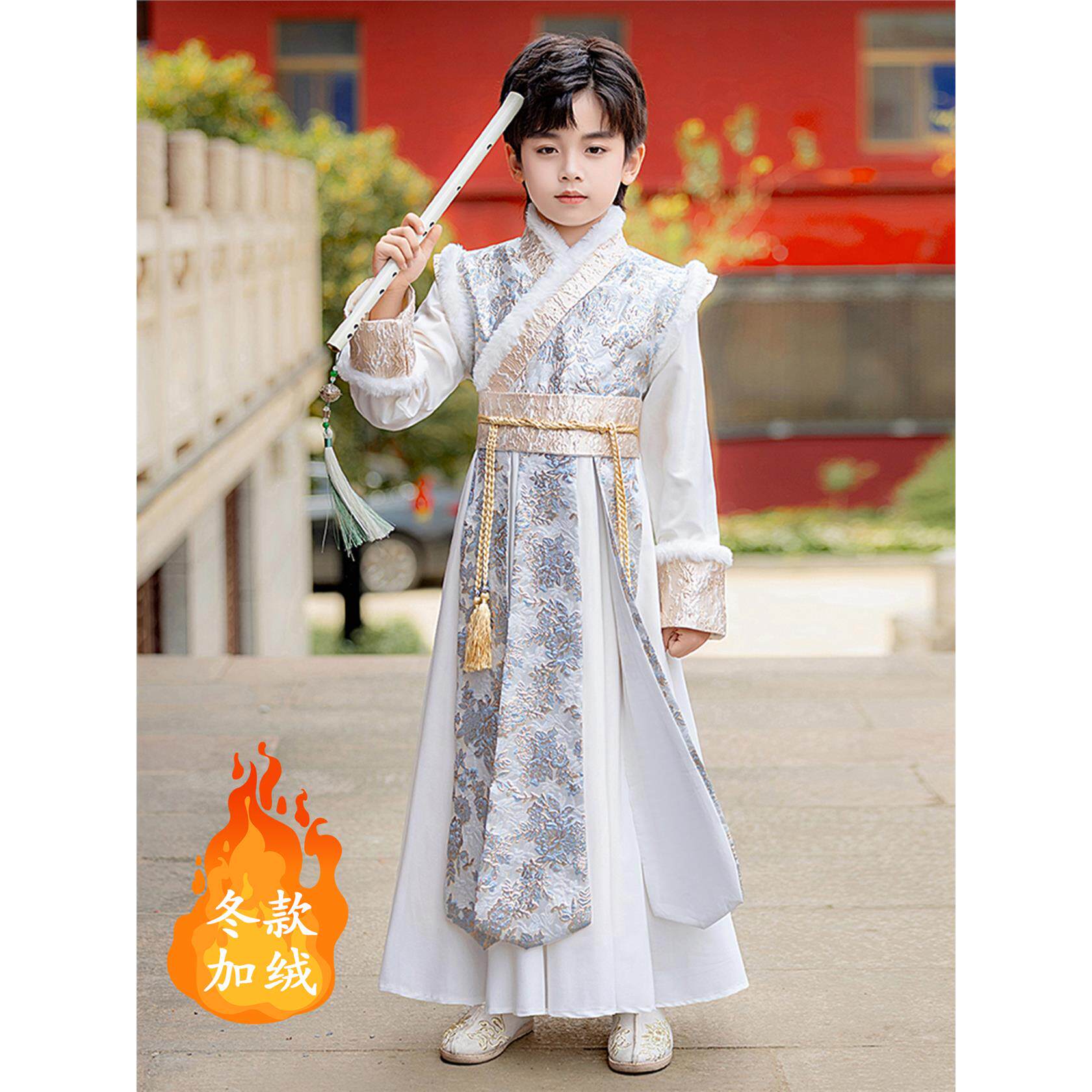 汉服男童冬款加绒加厚儿