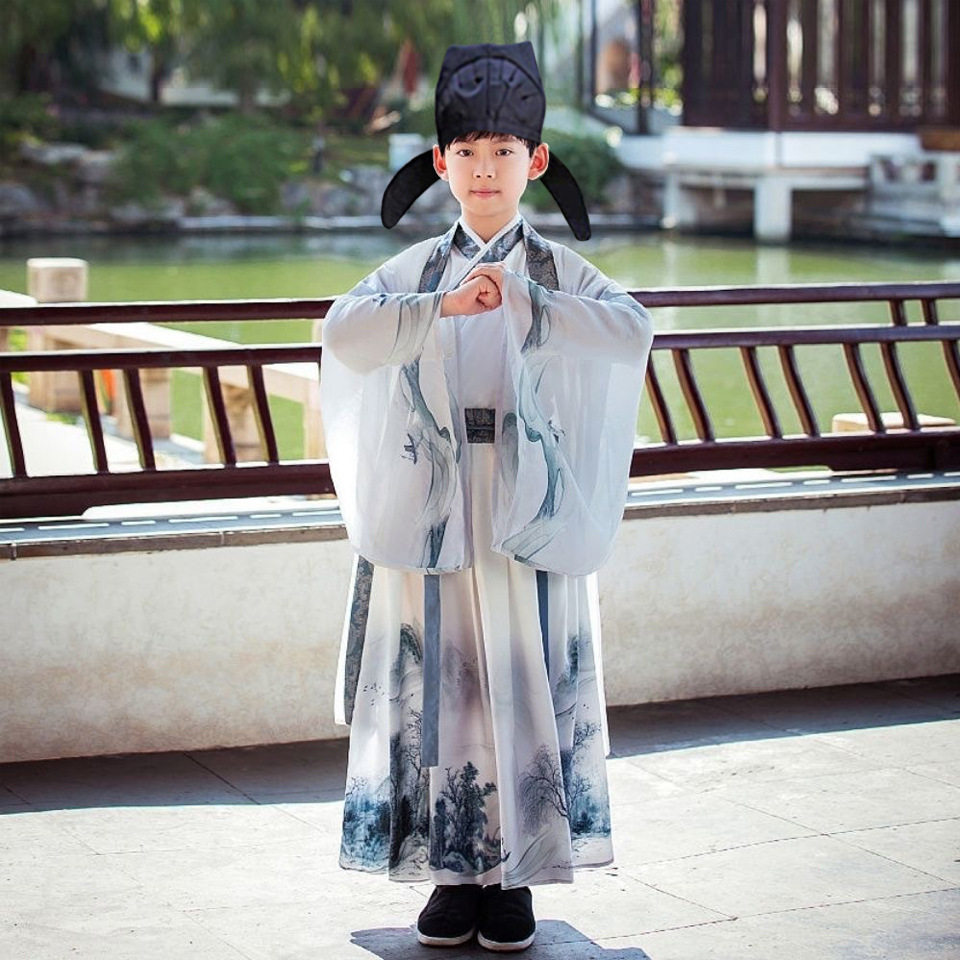 男童汉服宋朝服装儿童古装公子少爷服国学男孩书生诗人朗诵演出服