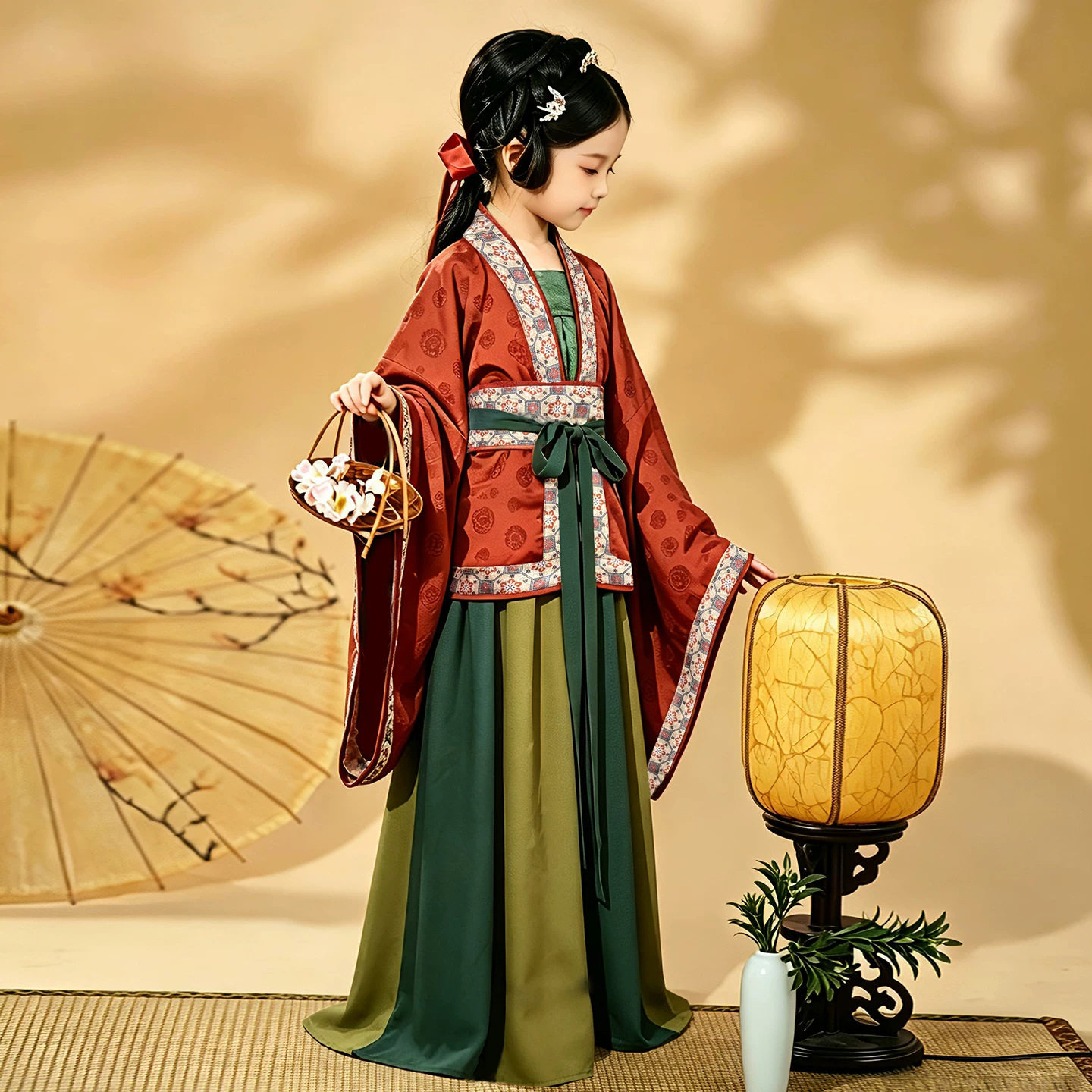 原创汉服女童儿童魏晋制古装传统大袖套装古风拍照舞蹈走秀演出服