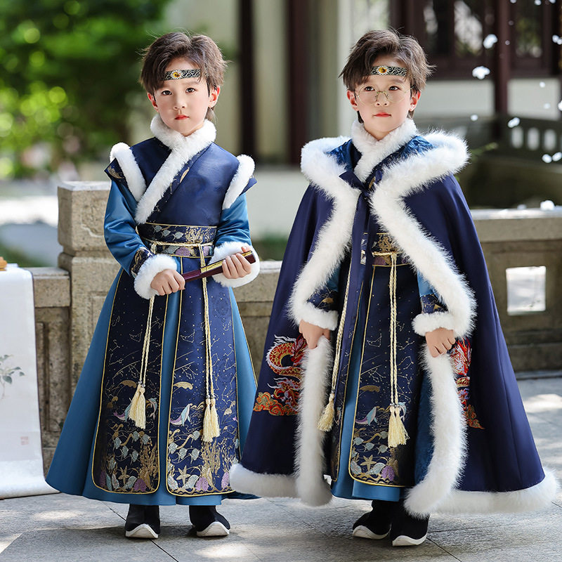 儿童男孩秋冬少爷唐装男童汉服拜年服冬装中国风古装新年过年衣服