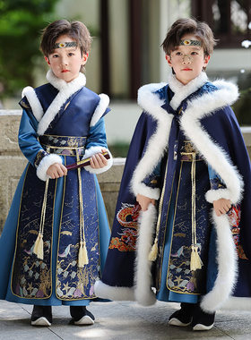 儿童男孩秋冬少爷唐装男童汉服拜年服冬装中国风古装新年过年衣服