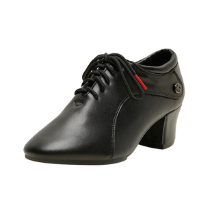 舞麒麟新款四季牛皮专业舞鞋成人中跟软底练功初学者交谊舞鞋168