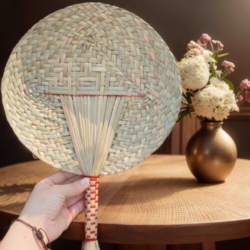 纯手工编织蒲草粽叶扇夏季