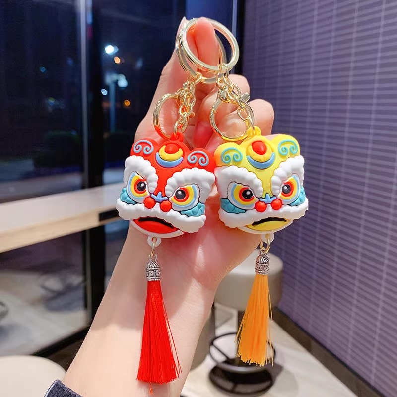 中国风创意醒狮钥匙扣书包包挂件卡通汽车钥匙链挂饰个性喜庆礼品