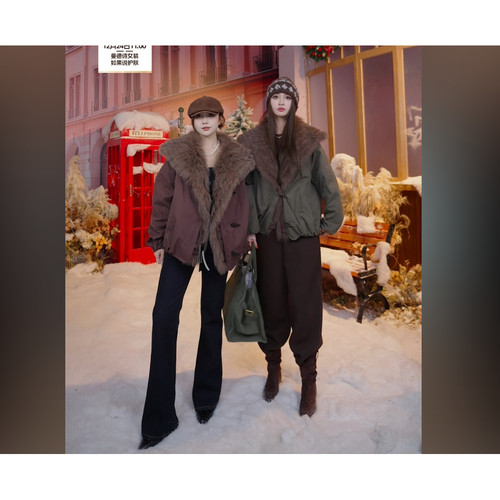 【呼呼严选专享】时尚狐狸毛皮草鹅绒服女 TK5504