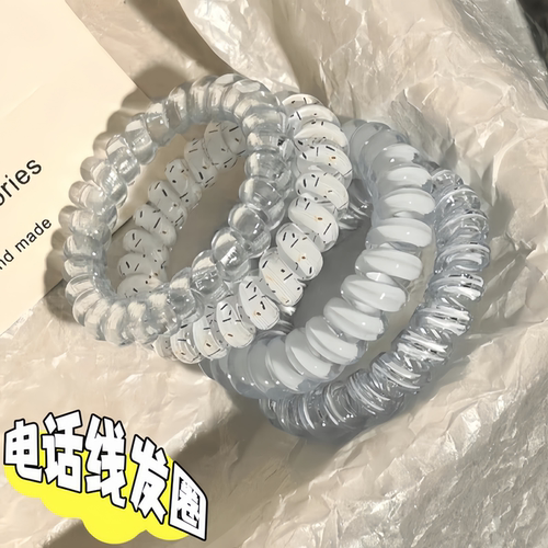高品质葡萄椰椰波点电话线发圈清新百搭高弹力耐用无痕发绳女扎头