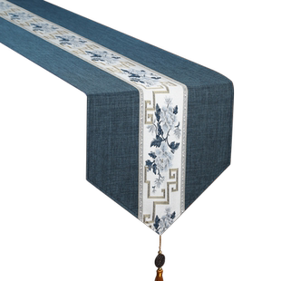 2024新款中式禅意桌旗轻奢高端茶席餐桌茶几长条桌垫布艺防水定制
