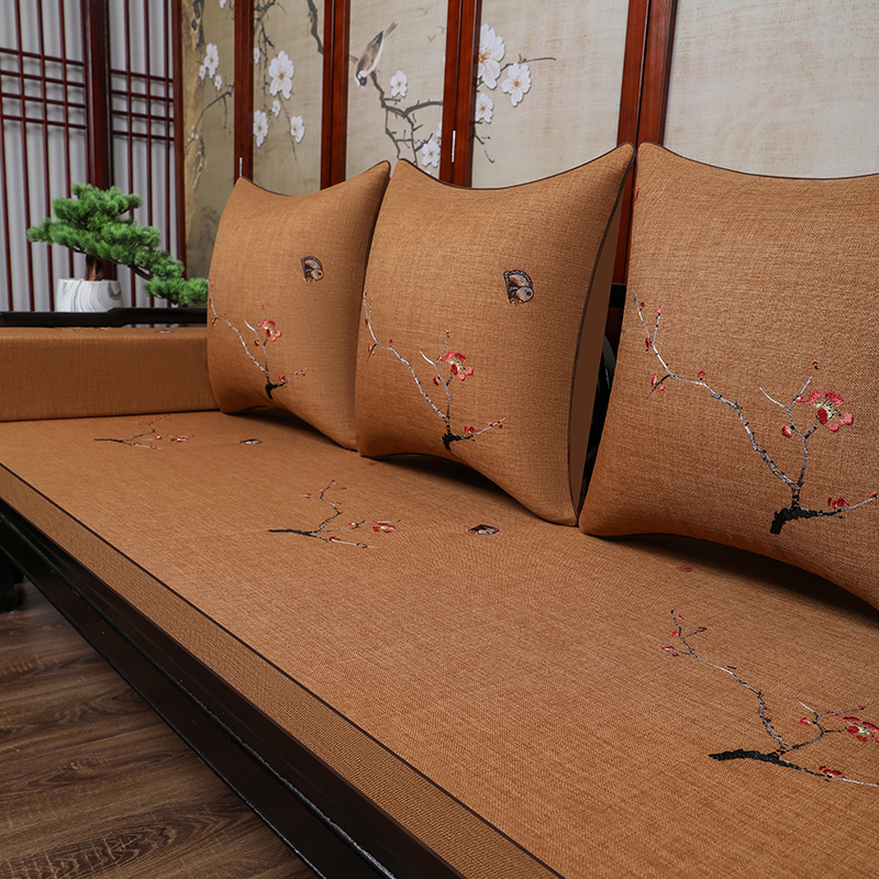红木家具沙发垫新中式定制加厚海绵乳胶垫子棕垫棉麻实木沙发坐垫