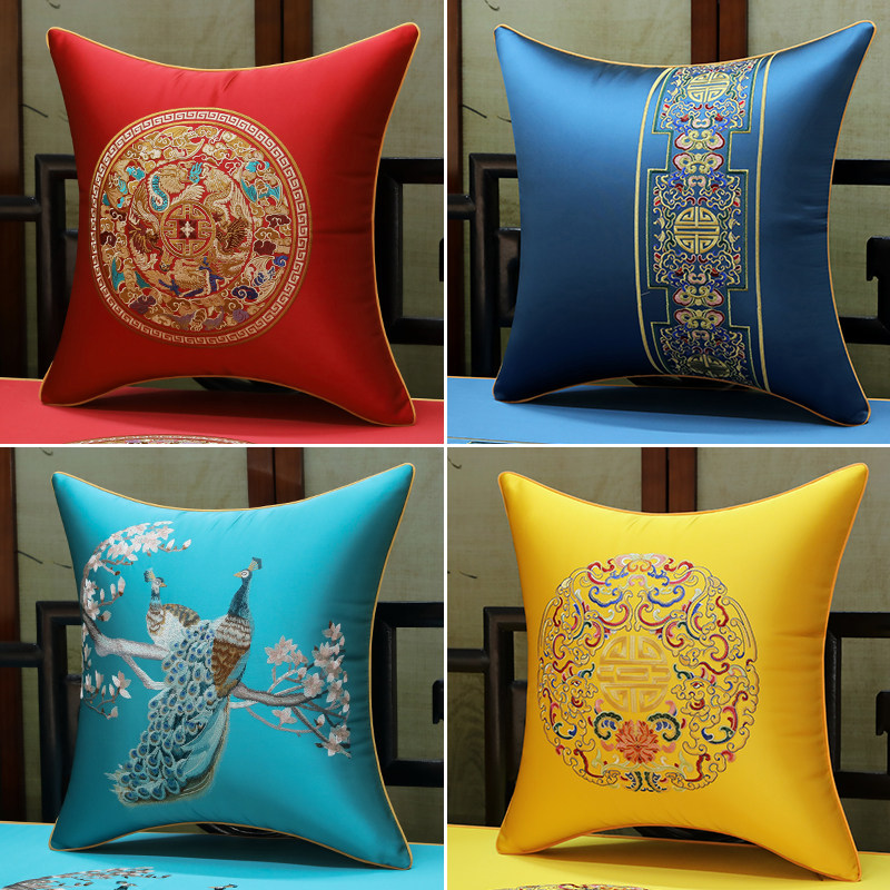中国风抱枕靠垫大靠背垫腰垫新中式红木沙发客厅床头靠枕套不含芯