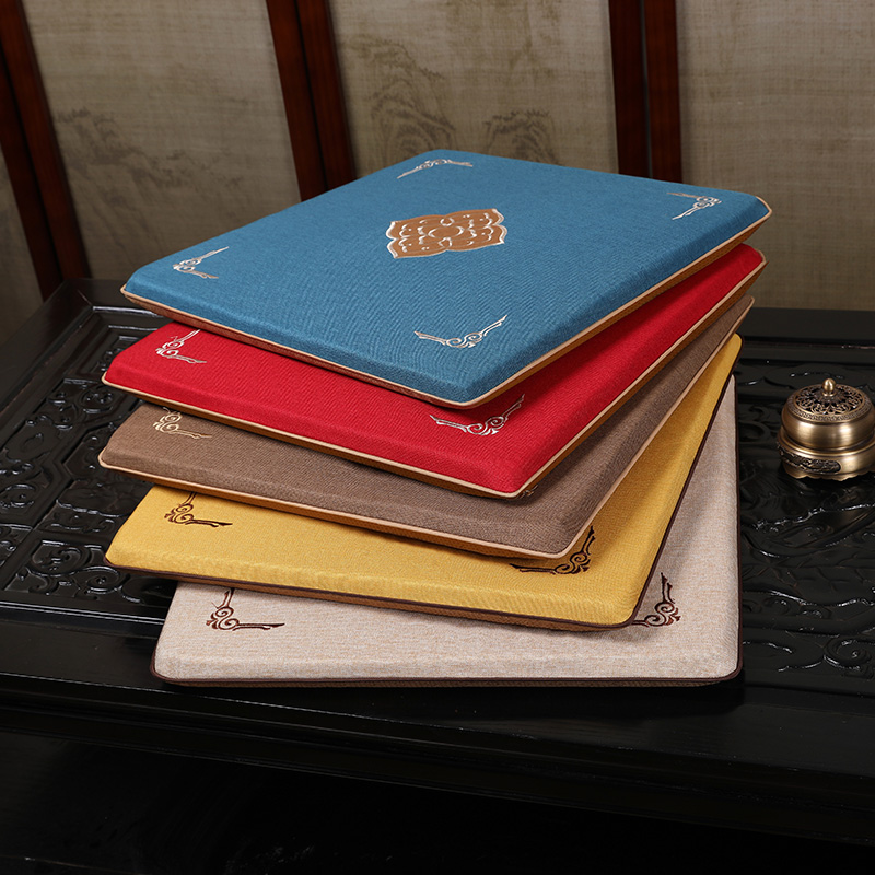 棉麻刺绣中式椅垫可定做