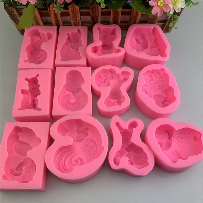 十二生肖硅胶模具鼠牛虎兔龙蛇马羊猴鸡狗猪翻糖蛋糕模手工皂模具