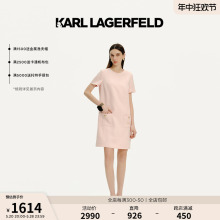 LAGERFELD卡尔拉格斐2024夏款 KARL 圆领醋酸连衣裙老佛爷 粉色短袖