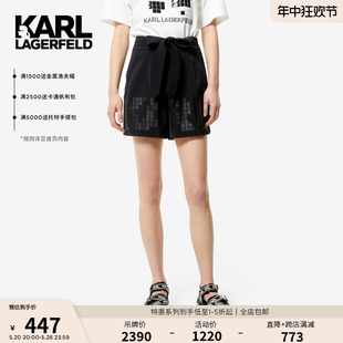 新款 KARL 像素系列夏季 女 LAGERFELD卡尔拉格斐短裤 系带宽松短裤