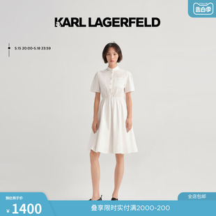 钻饰连衣裙白色百褶裙老佛爷 KARL LAGERFELD卡尔拉格斐2023夏新款