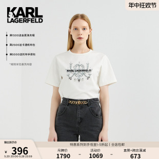 LAGERFELD卡尔拉格斐2022夏新款 KARL 印花圆领T恤老佛爷221L1723