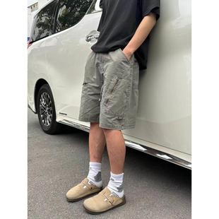 潮 美式 复古重磅多口袋可调节腰带设计短裤 男女夏季 宽松水洗五分裤
