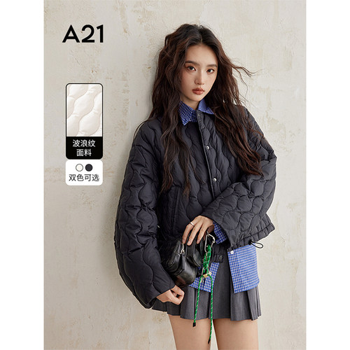A21女装棉韩版宽松圆领棉衣