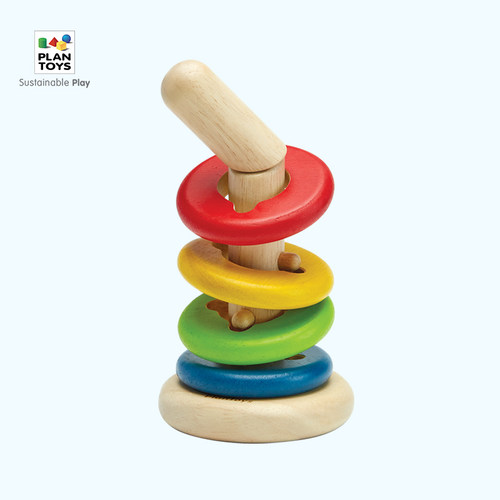 儿童颜色堆叠套柱智趣益智木玩
