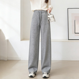 抽绳卫裤 2026新款 女士休闲运动裤 浅灰色弯刀裤 跨境 春装