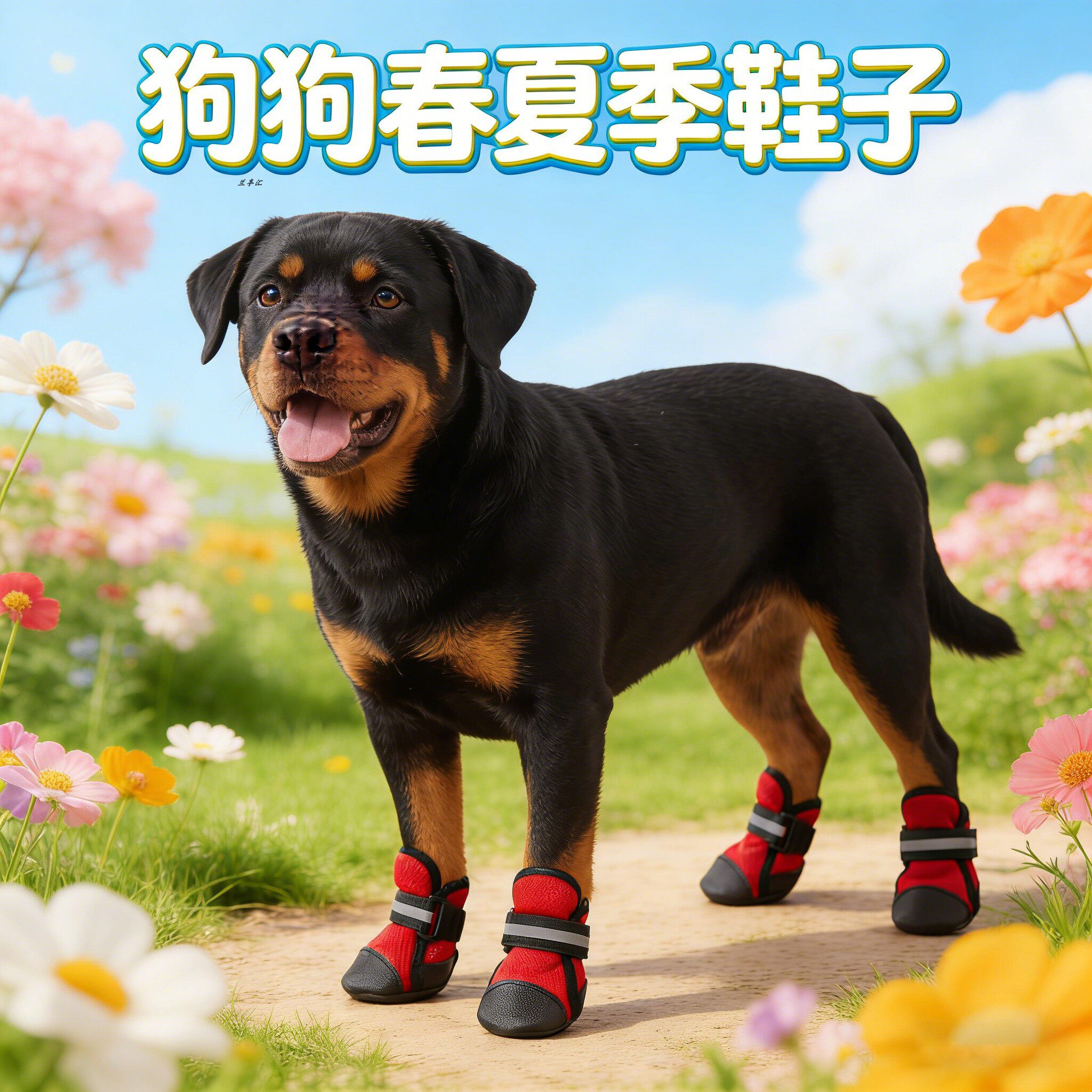 宠物狗狗鞋子罗威纳专用大型犬软底甩不掉鞋套凉鞋大狗四季款透气