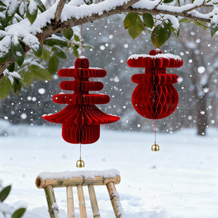 新年立体春字灯笼挂件2026马年蜂窝球装饰品房门壁挂春节过年布置