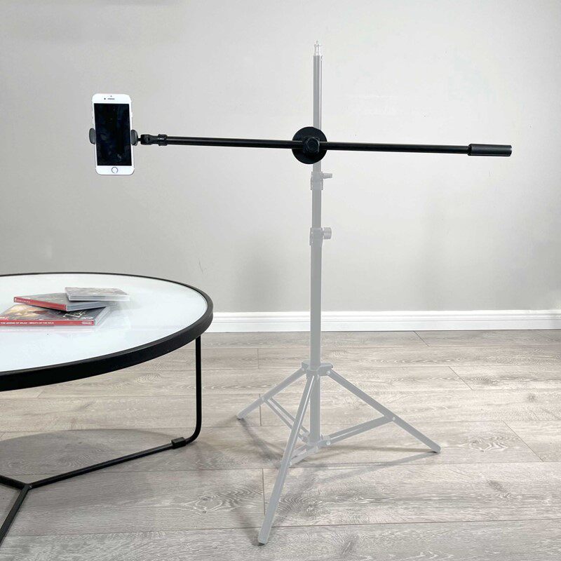 휴대 전화 오버 헤드 샷 브래킷 크로스바 휴대 전화 스탠드 라이브 방송 삼각대 크로스 암 액세서리 다기능 비디오 사진 오버 헤드 샷로드