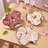 红色甜美波点大肠马尾发圈发绳丸子2026高级头饰发饰新款 红色头绳